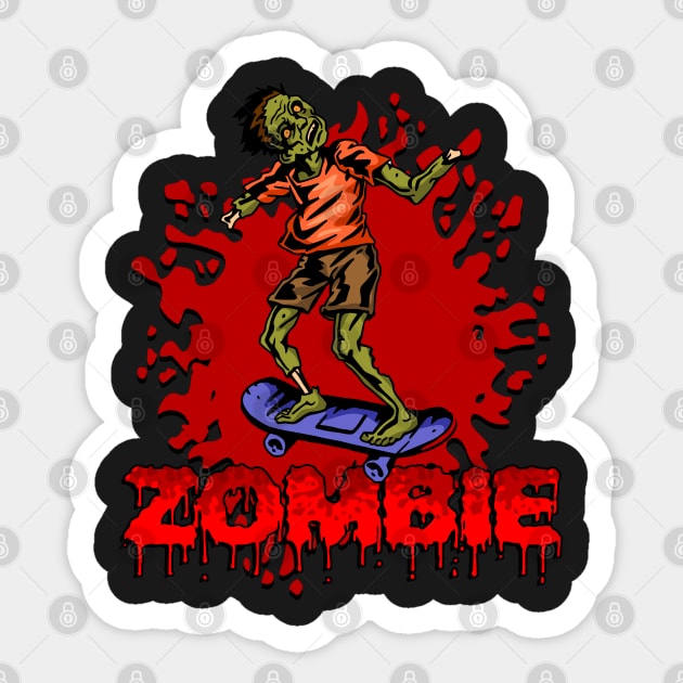 Zombie Skateboarding Sticker by RadStar